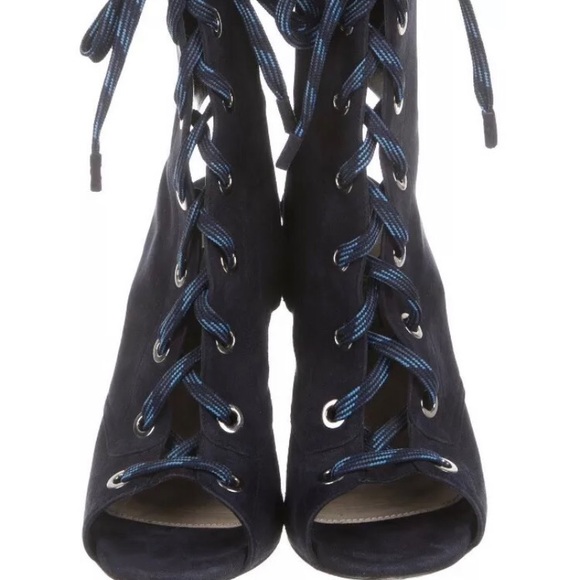 Prada 2016 runway peep toe lace up wedge booties - Picture 3 of 3